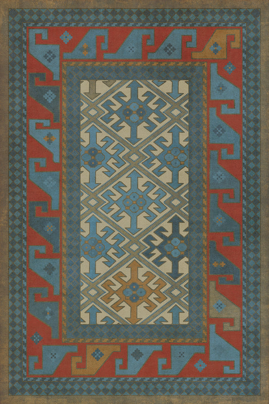 Persian Bazaar - Daghestan - Kruta 20x30 Vintage Vinyl Floorcloth
