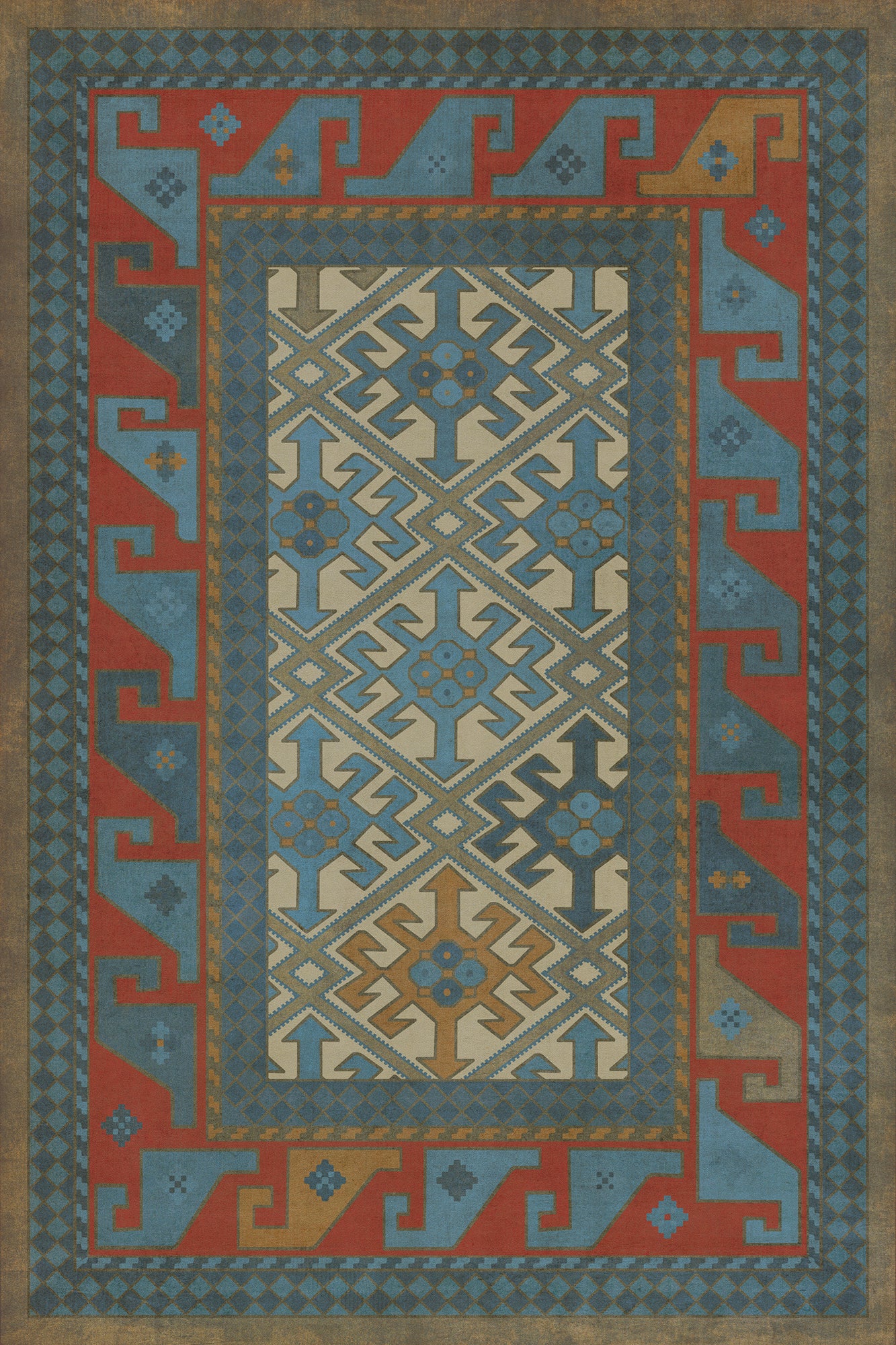Persian Bazaar - Daghestan - Kruta 24x36 Vintage Vinyl Floorcloth