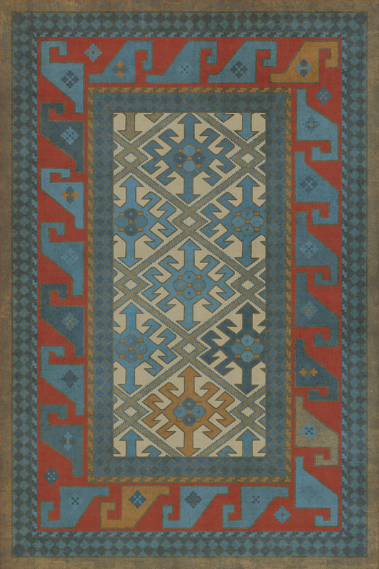 Persian Bazaar - Daghestan - Kruta 24x36 Vintage Vinyl Floorcloth