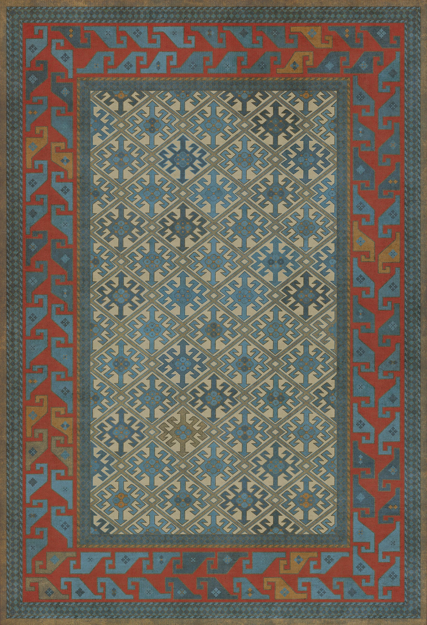Persian Bazaar - Daghestan - Kruta 52x76 Vintage Vinyl Floorcloth