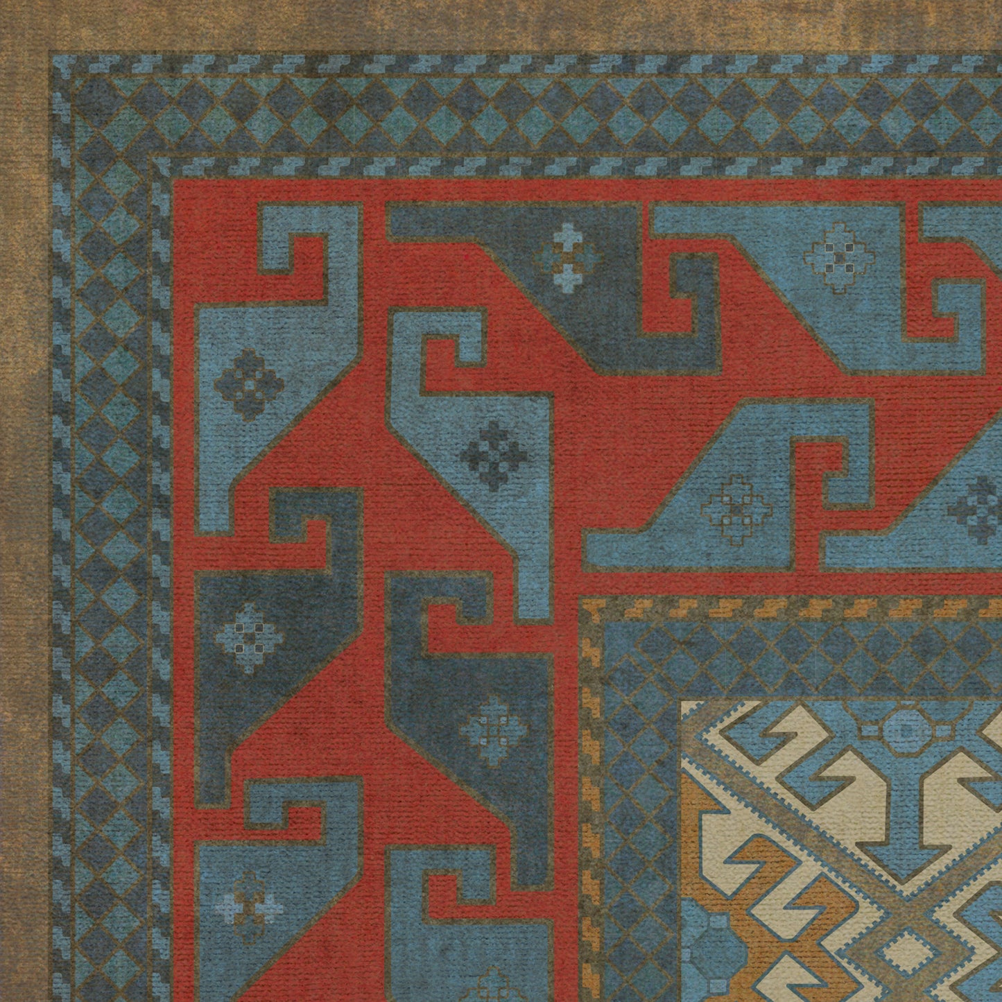 Persian Bazaar - Daghestan - Kruta 72x108 Vintage Vinyl Floorcloth