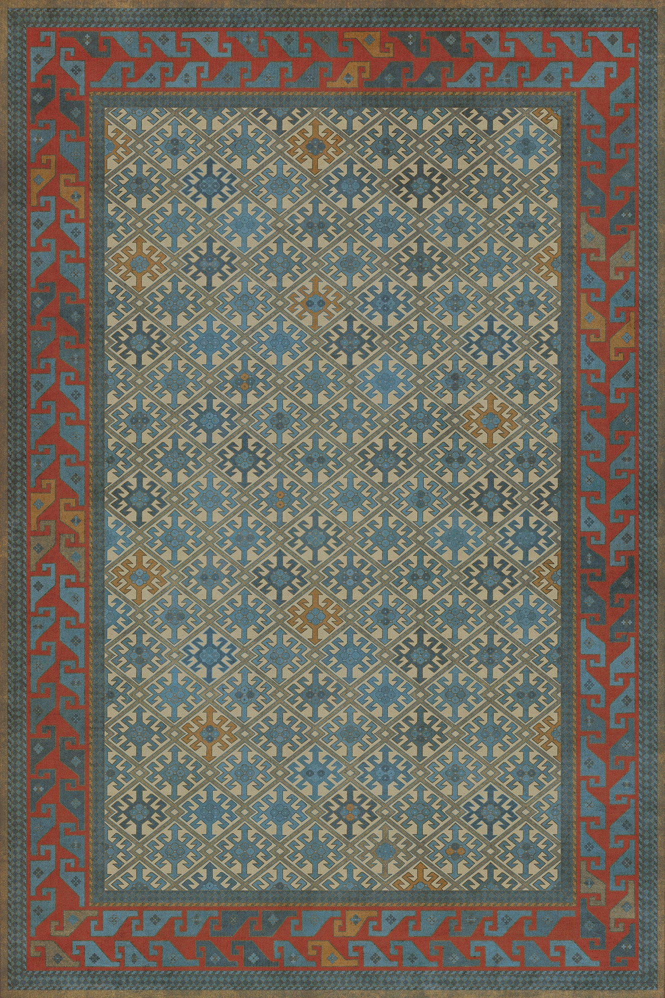 Persian Bazaar - Daghestan - Kruta 72x108 Vintage Vinyl Floorcloth