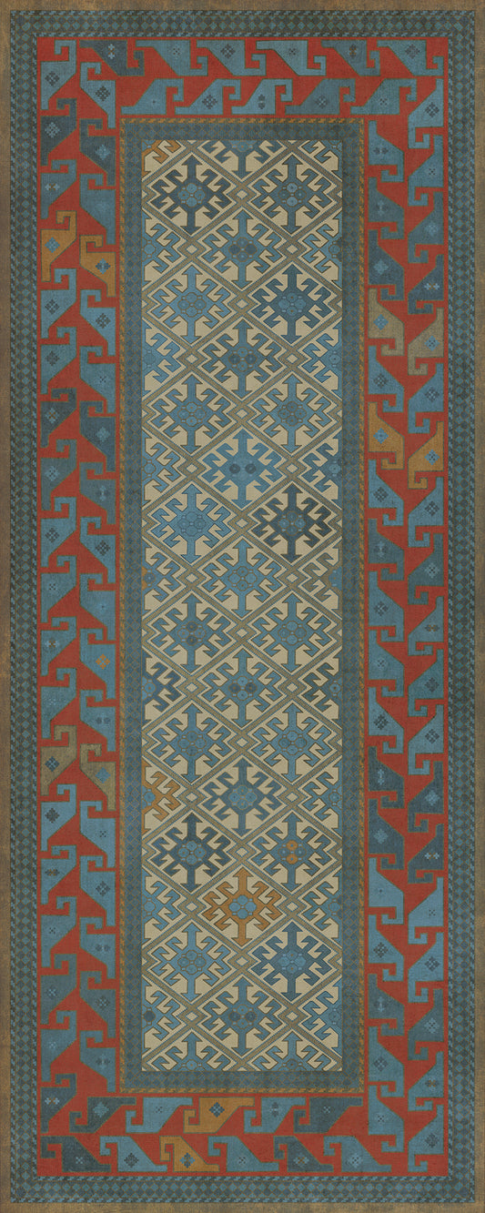 Persian Bazaar - Daghestan - Kruta 36x90 Vintage Vinyl Floorcloth