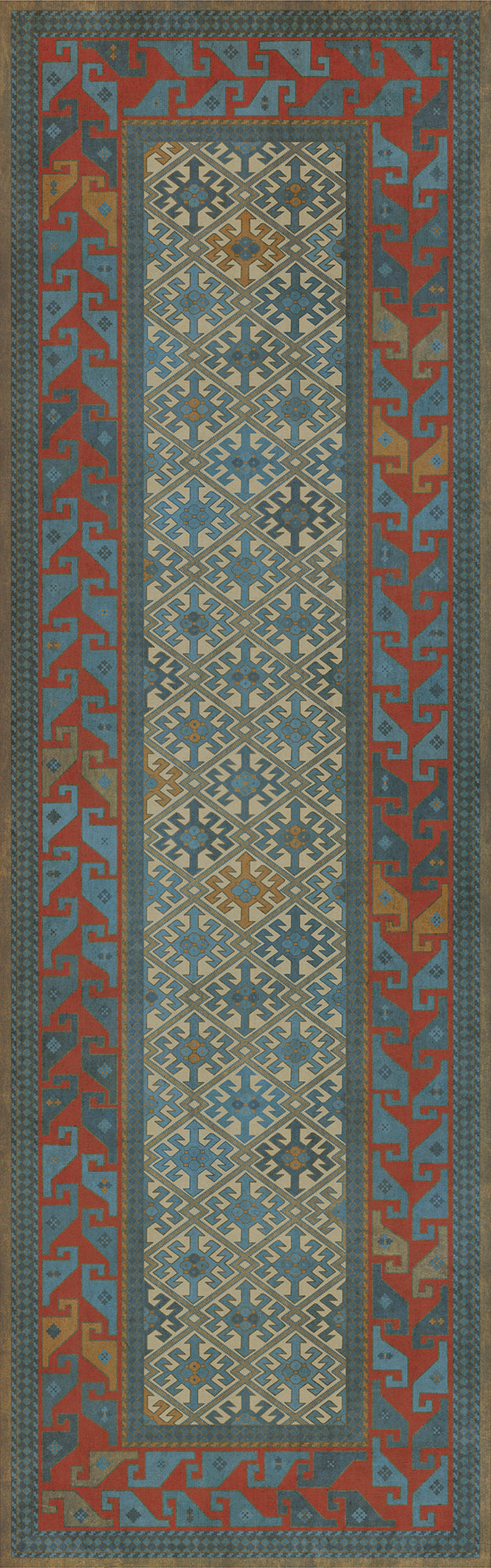Persian Bazaar - Daghestan - Kruta 36x115 Vintage Vinyl Floorcloth