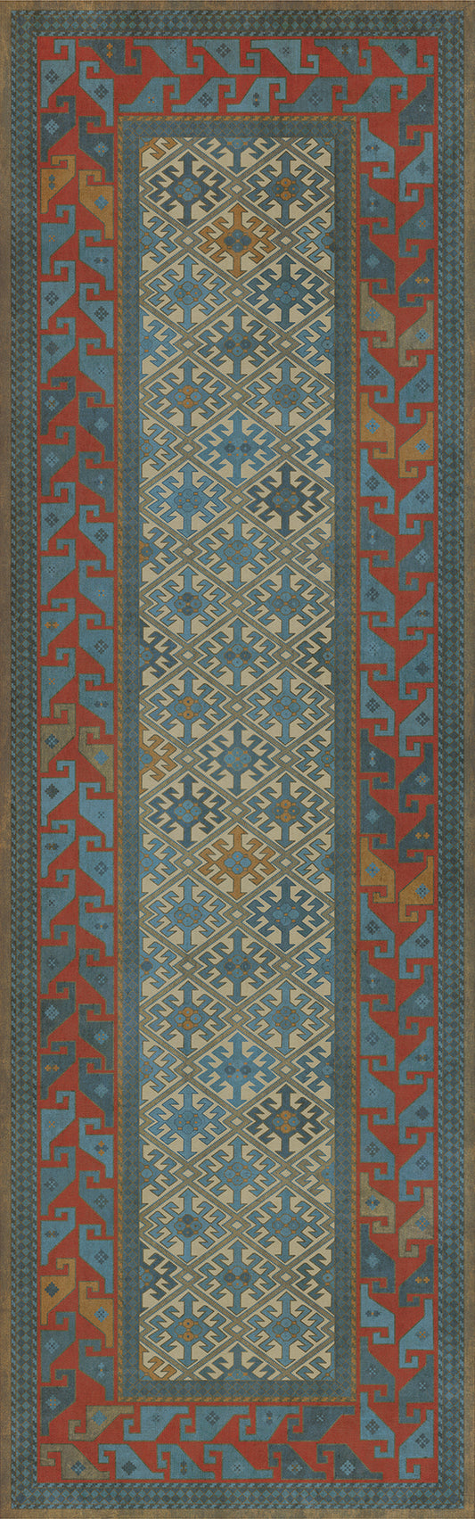 Persian Bazaar - Daghestan - Kruta 36x115 Vintage Vinyl Floorcloth