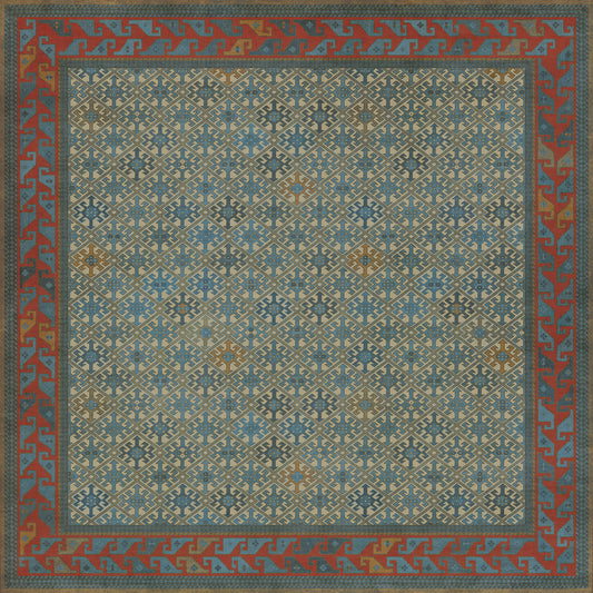 Persian Bazaar - Daghestan - Kruta 96x96 Vintage Vinyl Floorcloth