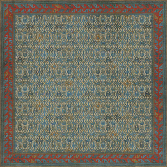 Persian Bazaar - Daghestan - Kruta 120x120 Vintage Vinyl Floorcloth