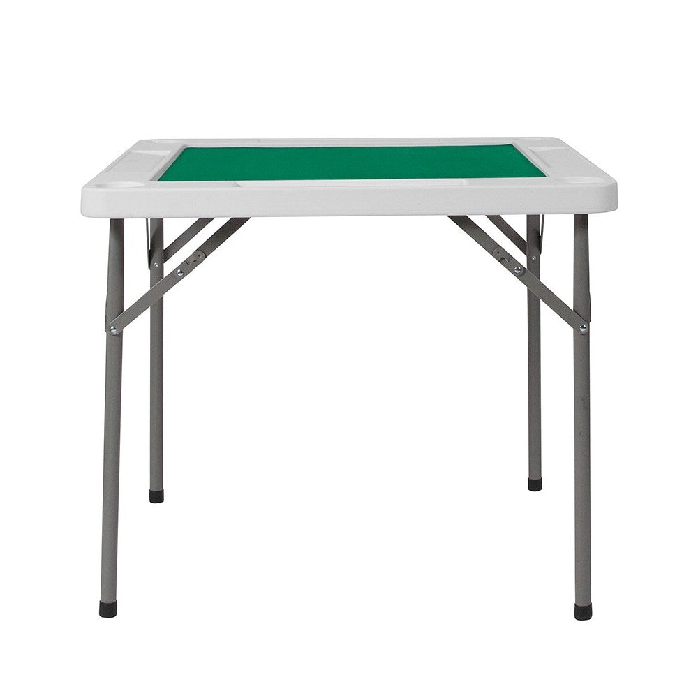 34.5" Square 4-Player Folding Card Game Table with Green Playing Surface and Cup Holders