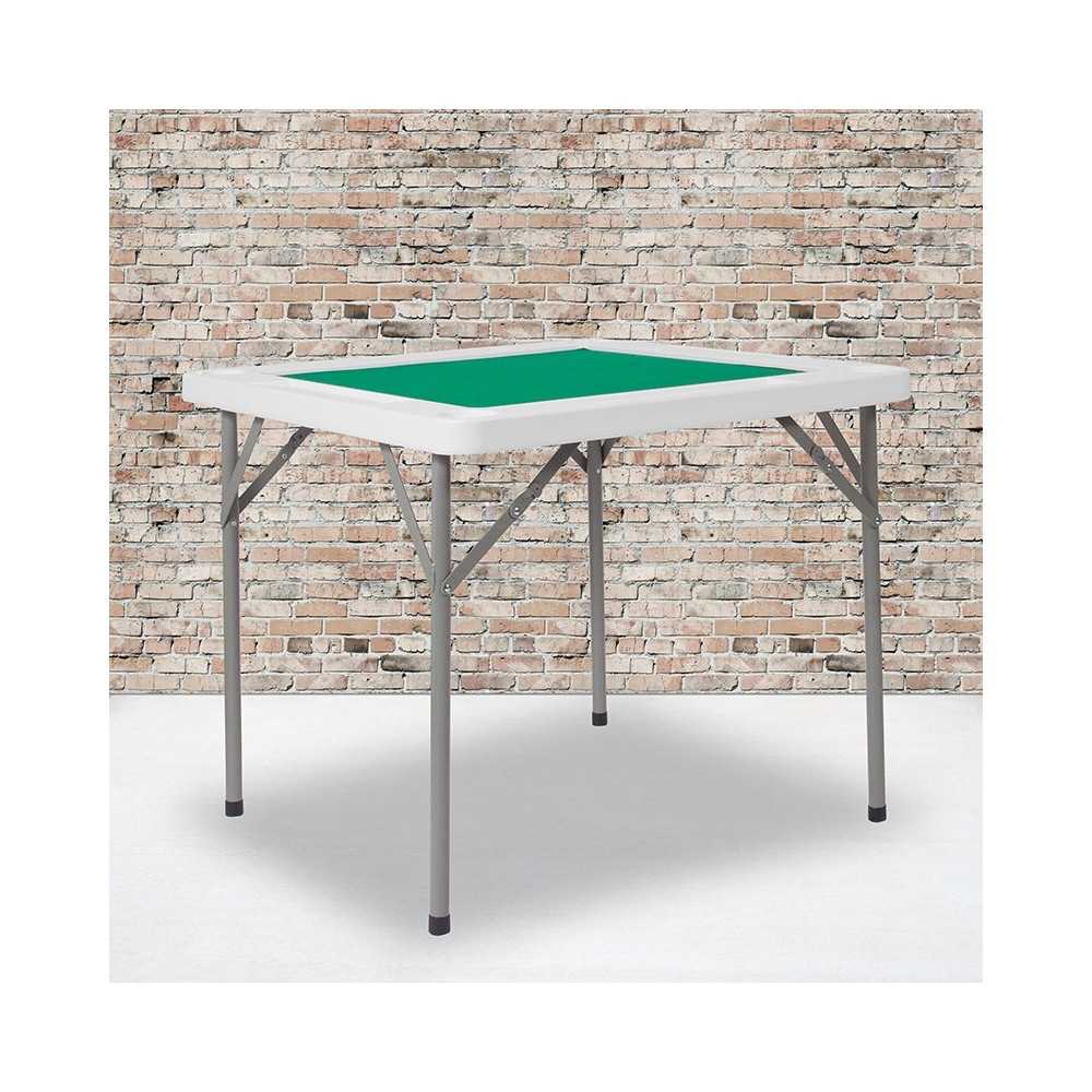 34.5" Square 4-Player Folding Card Game Table with Green Playing Surface and Cup Holders