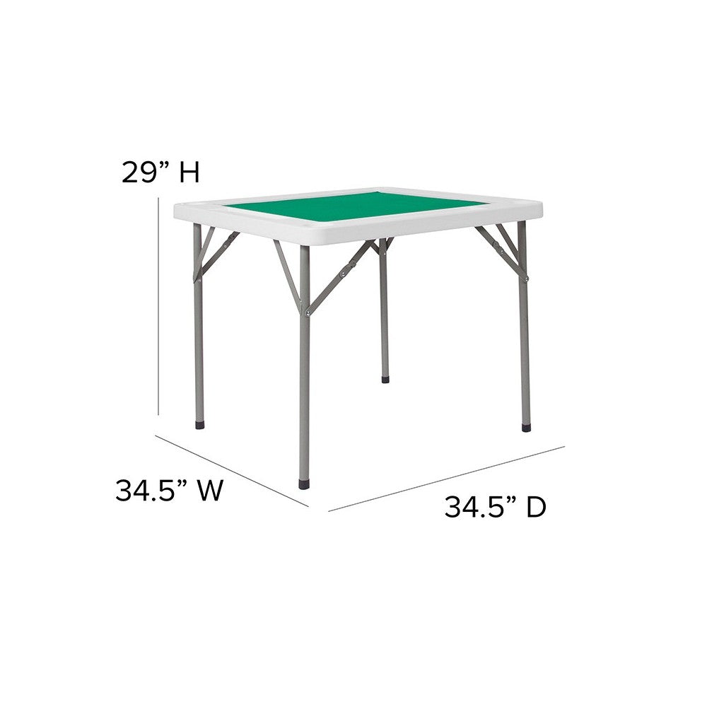 34.5" Square 4-Player Folding Card Game Table with Green Playing Surface and Cup Holders