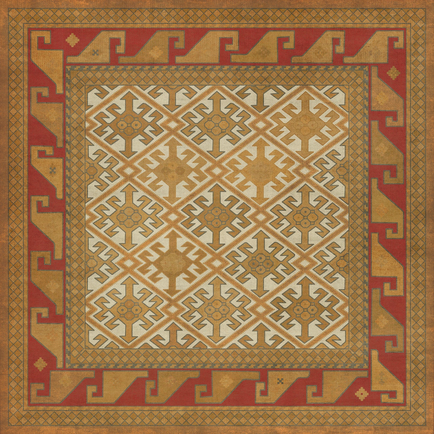 Persian Bazaar - Daghestan - Oolibka 36x36 Vintage Vinyl Floorcloth