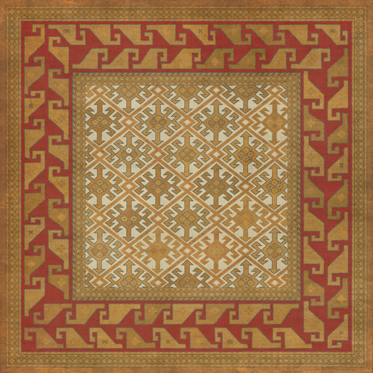 Persian Bazaar - Daghestan - Oolibka 48x48 Vintage Vinyl Floorcloth