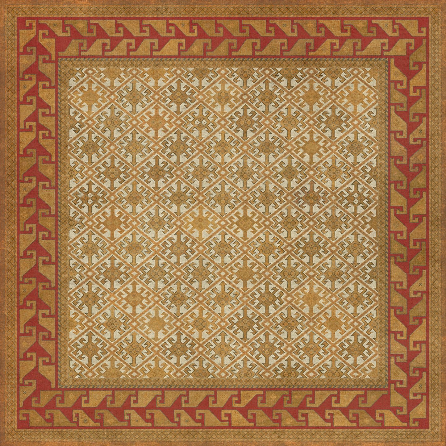 Persian Bazaar - Daghestan - Oolibka 72x72 Vintage Vinyl Floorcloth