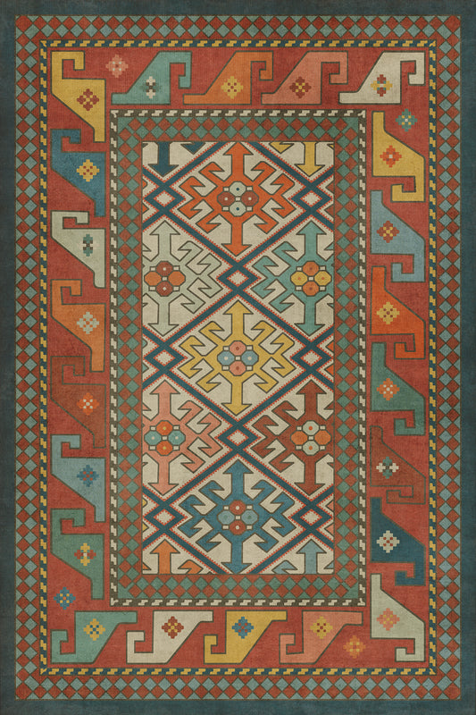 Persian Bazaar - Daghestan - Raduga 24x36 Vintage Vinyl Floorcloth