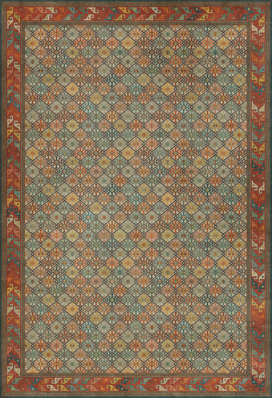 Persian Bazaar - Daghestan - Raduga 120x175 Vintage Vinyl Floorcloth