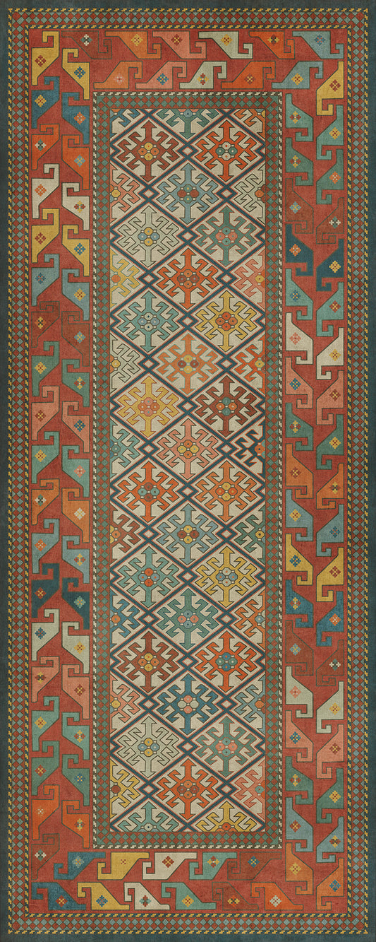 Persian Bazaar - Daghestan - Raduga 36x90 Vintage Vinyl Floorcloth