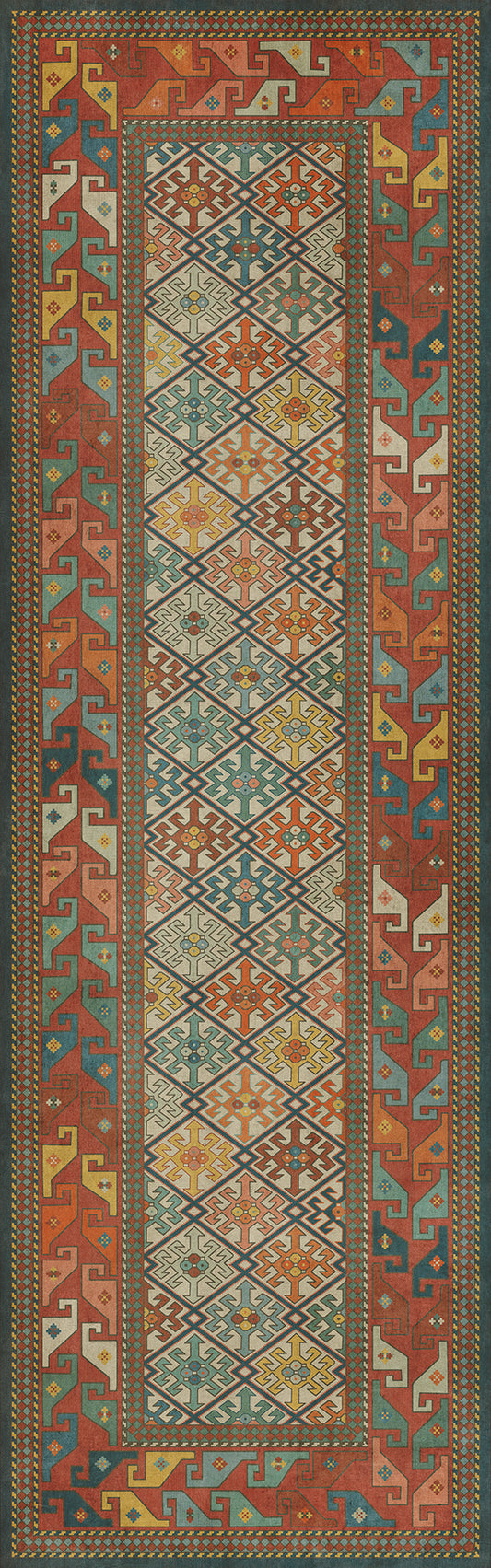Persian Bazaar - Daghestan - Raduga 36x115 Vintage Vinyl Floorcloth