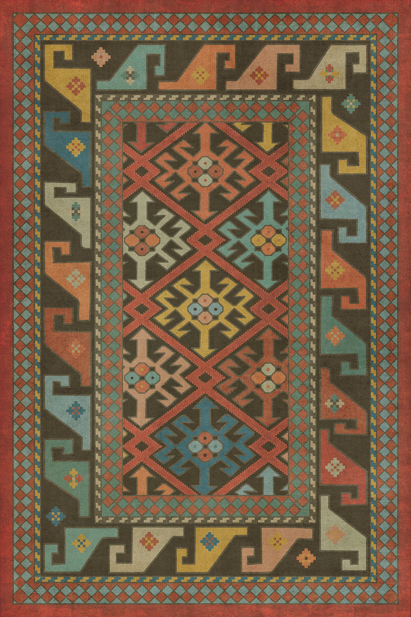 Persian Bazaar - Daghestan - Vedma 20x30 Vintage Vinyl Floorcloth