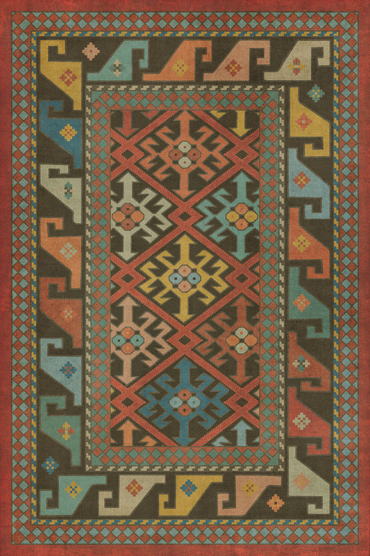 Persian Bazaar - Daghestan - Vedma 20x30 Vintage Vinyl Floorcloth