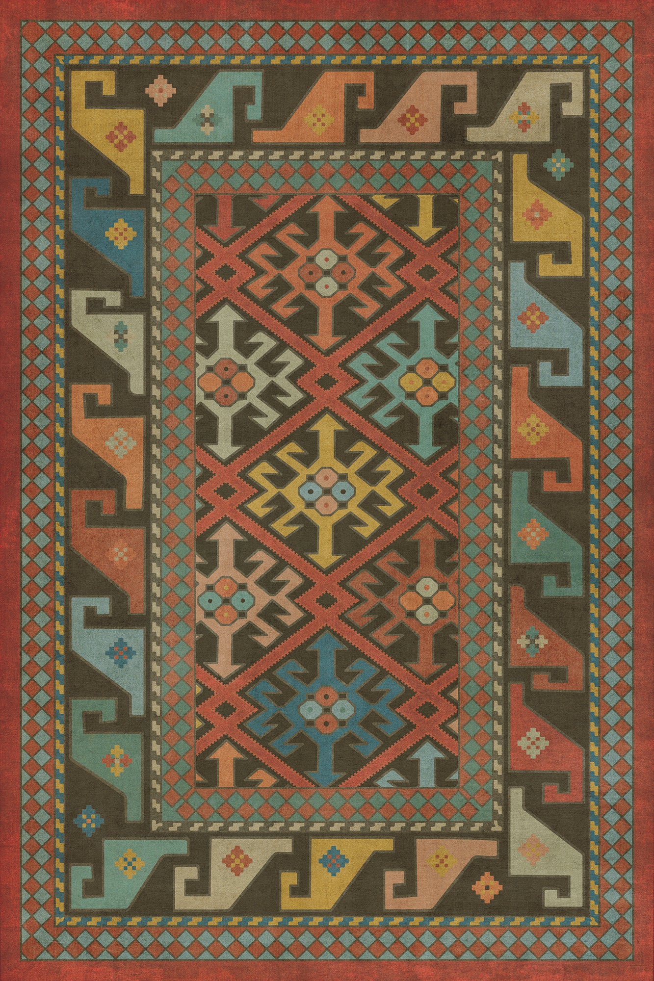 Persian Bazaar - Daghestan - Vedma 24x36 Vintage Vinyl Floorcloth