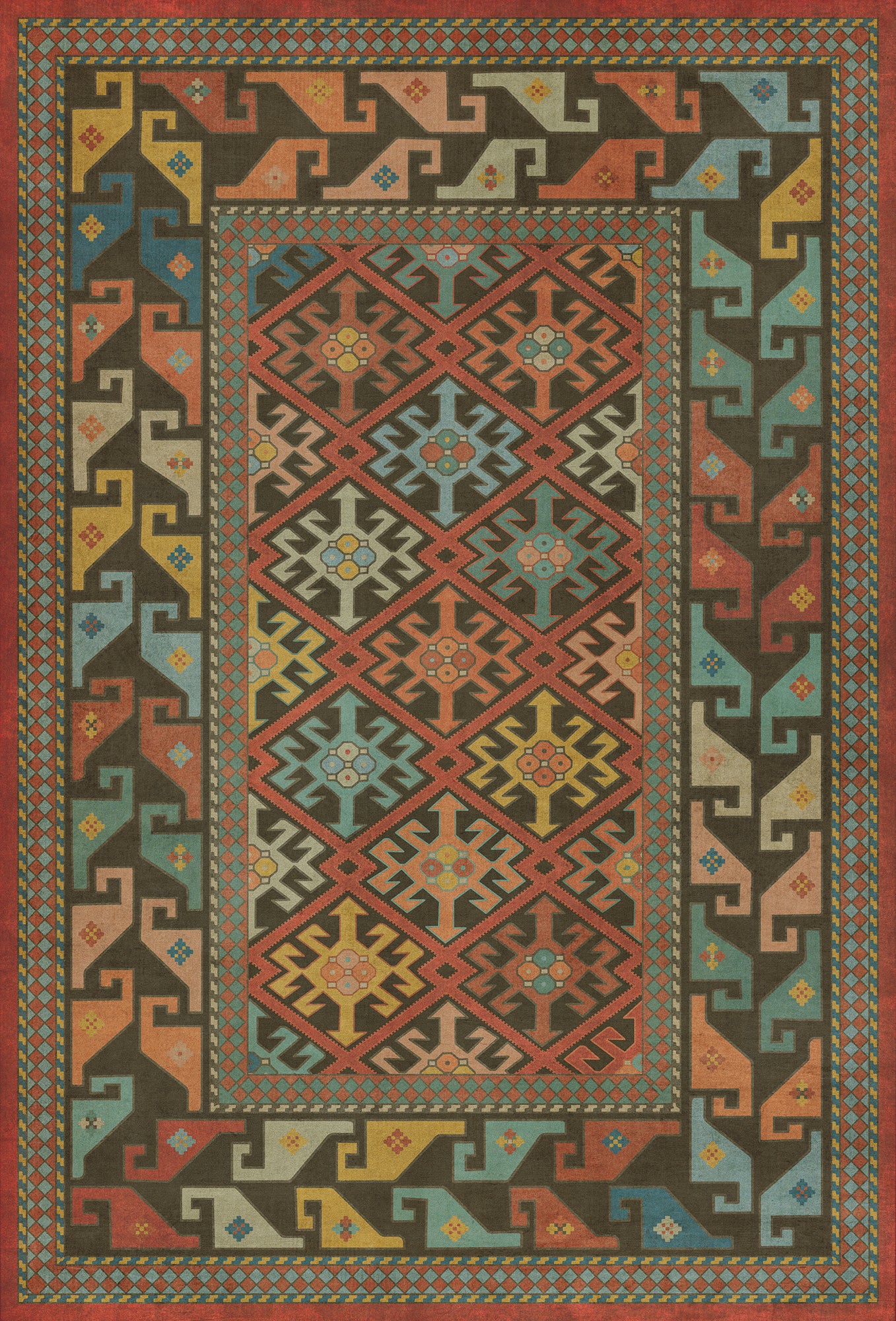 Persian Bazaar - Daghestan - Vedma 38x56 Vintage Vinyl Floorcloth