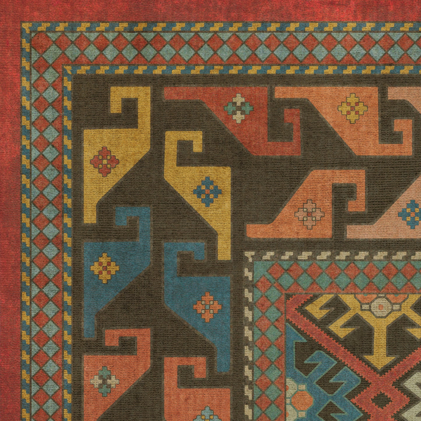 Persian Bazaar - Daghestan - Vedma 72x108 Vintage Vinyl Floorcloth