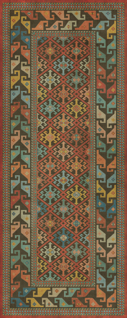 Persian Bazaar - Daghestan - Vedma 36x90 Vintage Vinyl Floorcloth