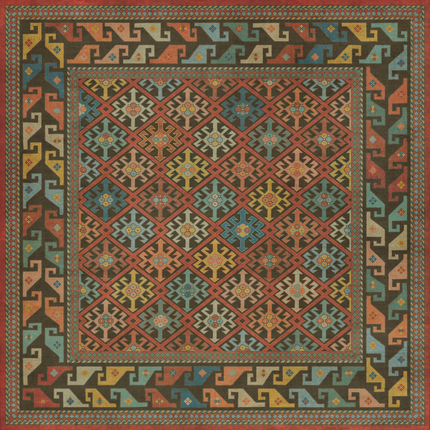 Persian Bazaar - Daghestan - Vedma 60x60 Vintage Vinyl Floorcloth