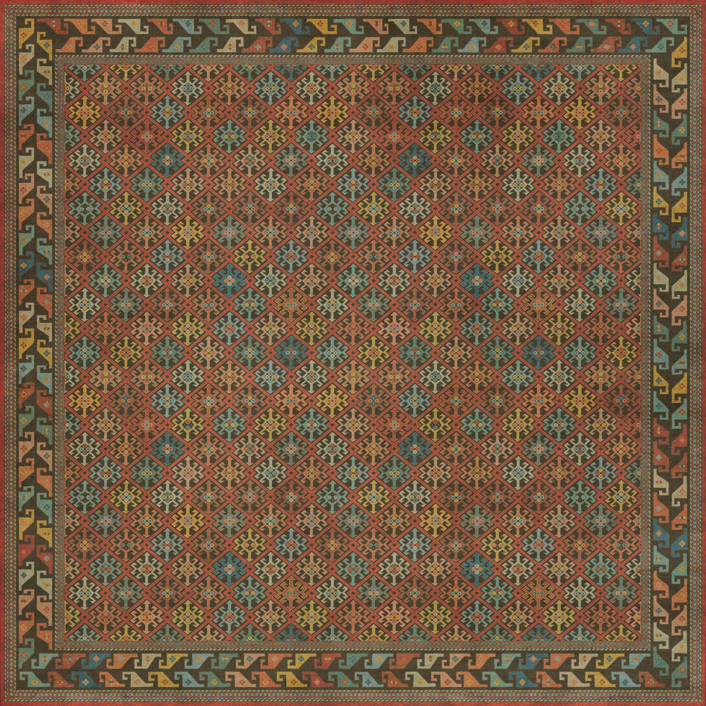 Persian Bazaar - Daghestan - Vedma 120x120 Vintage Vinyl Floorcloth
