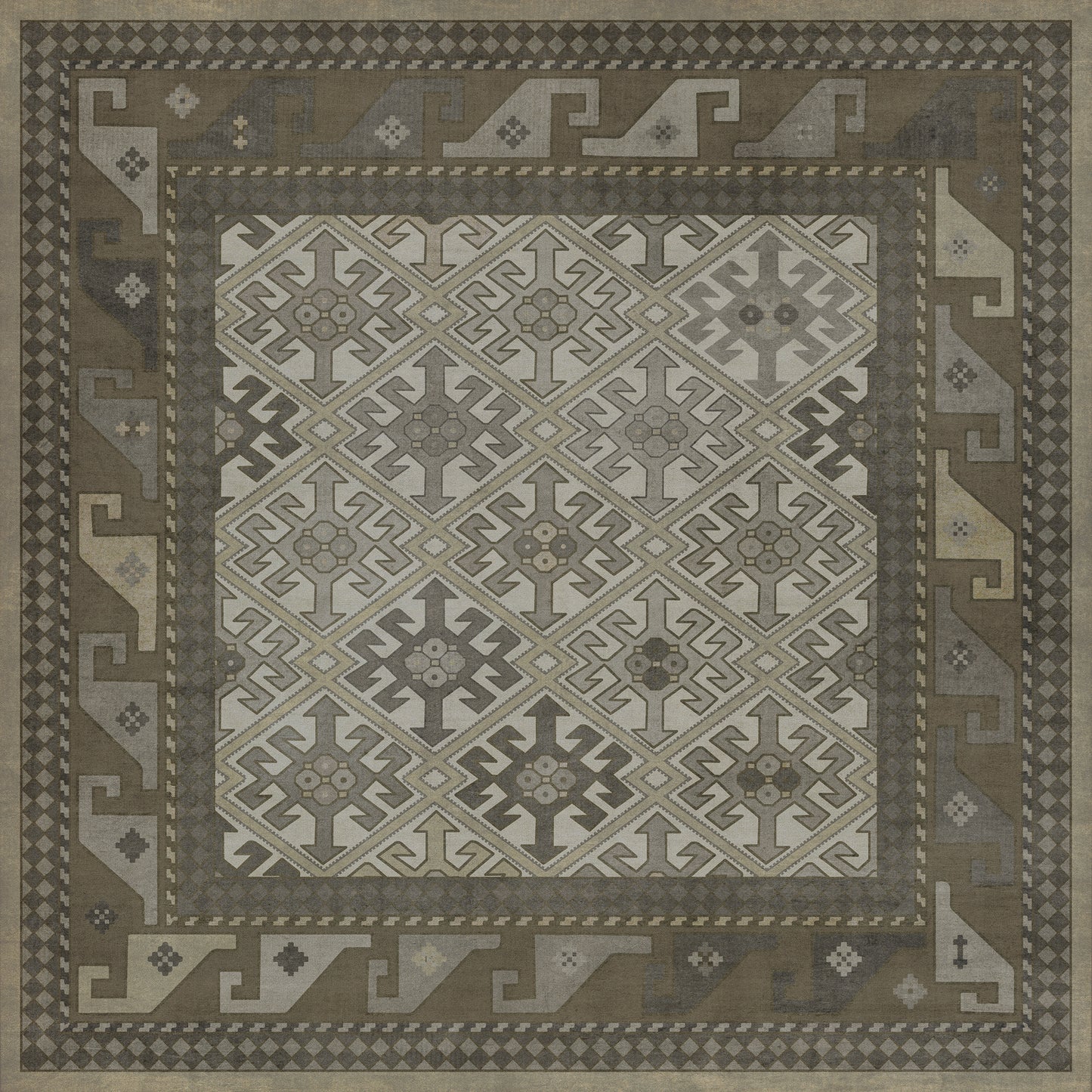 Persian Bazaar - Daghestan - Vokzal 36x36 Vintage Vinyl Floorcloth