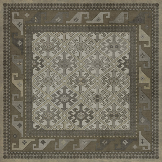 Persian Bazaar - Daghestan - Vokzal 36x36 Vintage Vinyl Floorcloth
