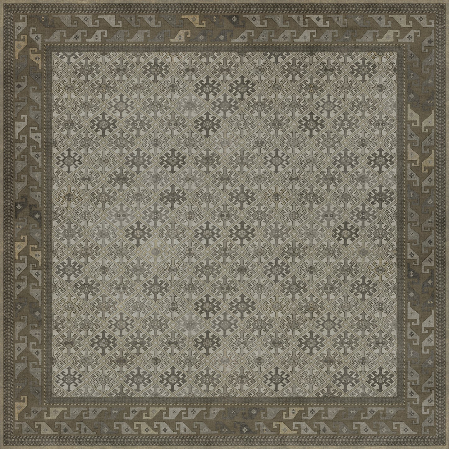Persian Bazaar - Daghestan - Vokzal 96x96 Vintage Vinyl Floorcloth