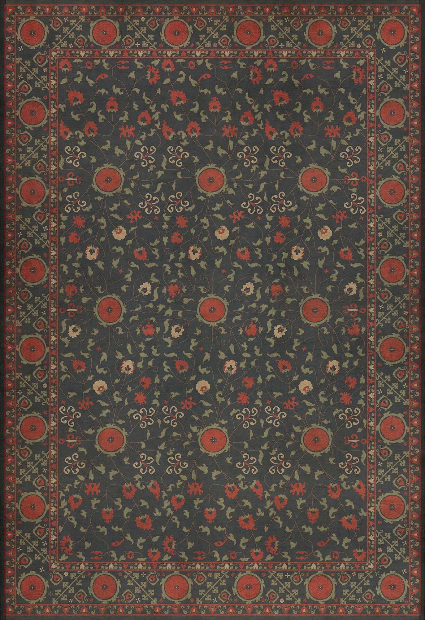 Persian Bazaar - Samarkand - Anora 72x108 Vintage Vinyl Floorcloth
