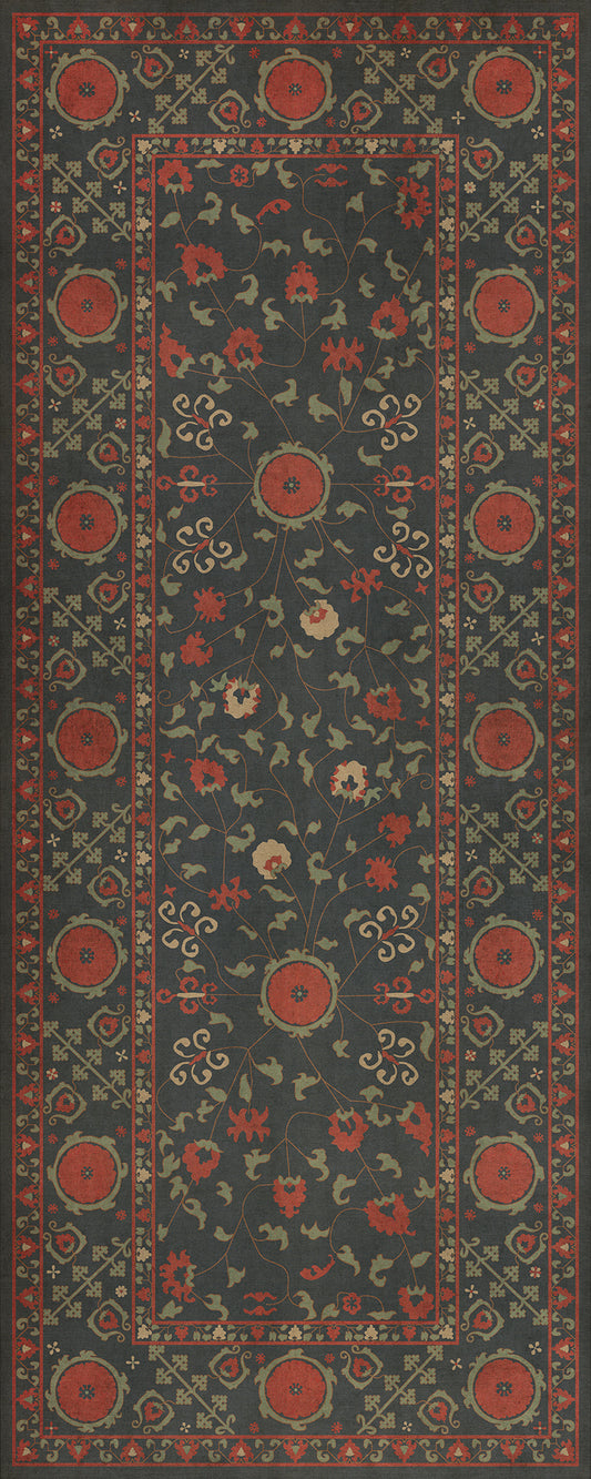 Persian Bazaar - Samarkand - Anora 36x90 Vintage Vinyl Floorcloth