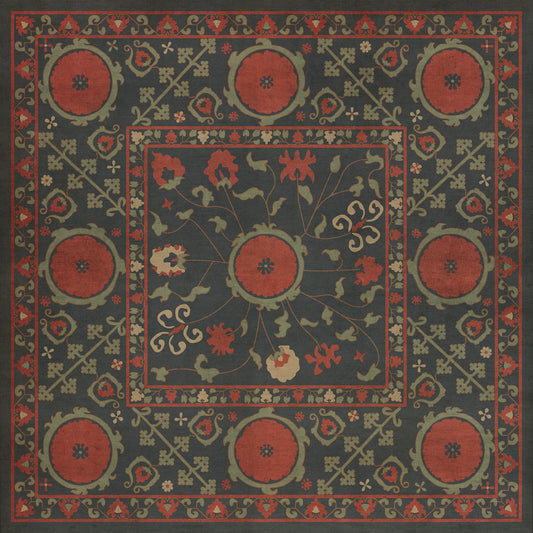 Persian Bazaar - Samarkand - Anora 36x36 Vintage Vinyl Floorcloth