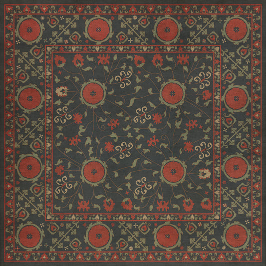 Persian Bazaar - Samarkand - Anora 48x48 Vintage Vinyl Floorcloth