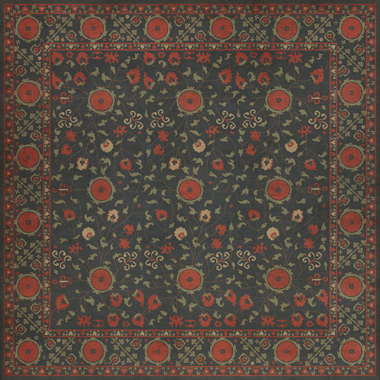 Persian Bazaar - Samarkand - Anora 72x72 Vintage Vinyl Floorcloth