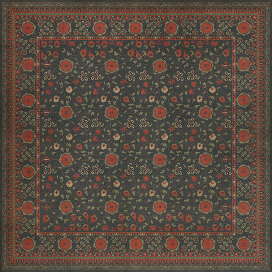 Persian Bazaar - Samarkand - Anora 96x96 Vintage Vinyl Floorcloth