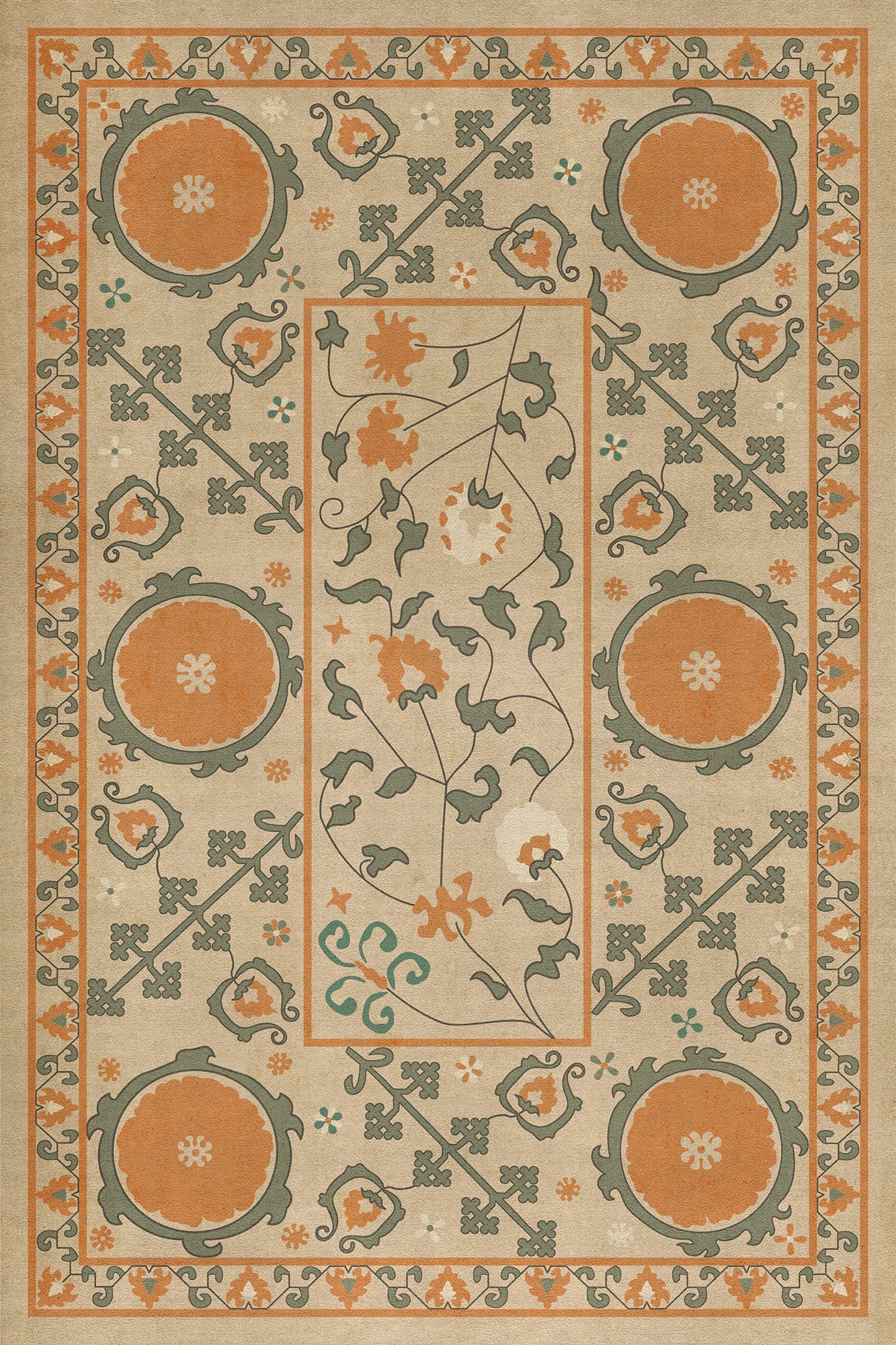 Persian Bazaar - Samarkand - Bahora 20x30 Vintage Vinyl Floorcloth