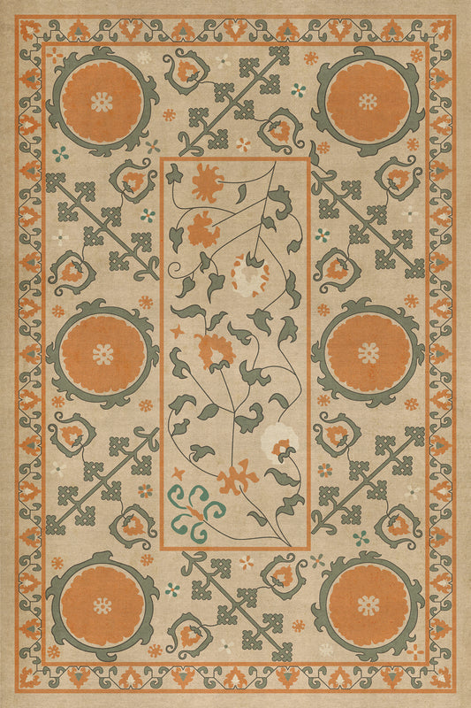 Persian Bazaar - Samarkand - Bahora 24x36 Vintage Vinyl Floorcloth