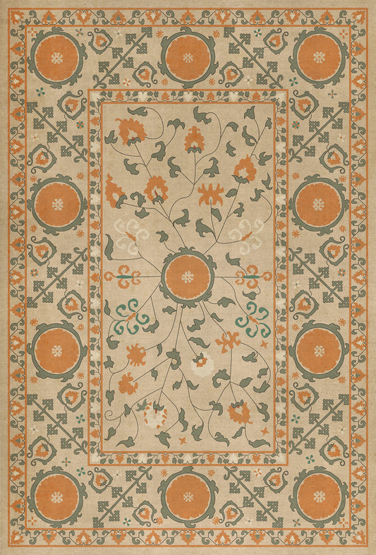 Persian Bazaar - Samarkand - Bahora 38x56 Vintage Vinyl Floorcloth