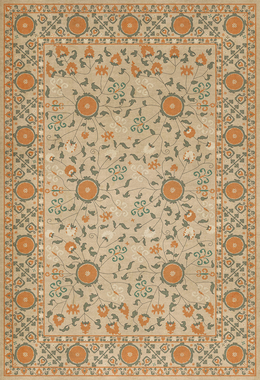 Persian Bazaar - Samarkand - Bahora 52x76 Vintage Vinyl Floorcloth