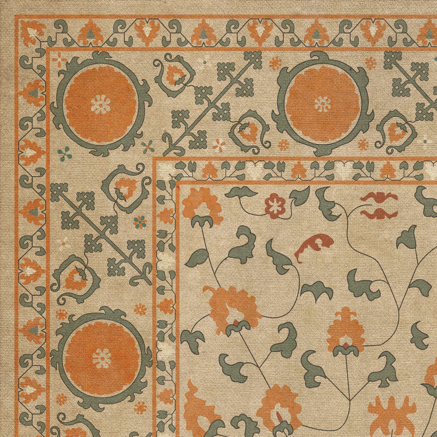 Persian Bazaar - Samarkand - Bahora 72x108 Vintage Vinyl Floorcloth