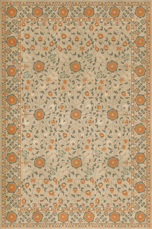 Persian Bazaar - Samarkand - Bahora 72x108 Vintage Vinyl Floorcloth