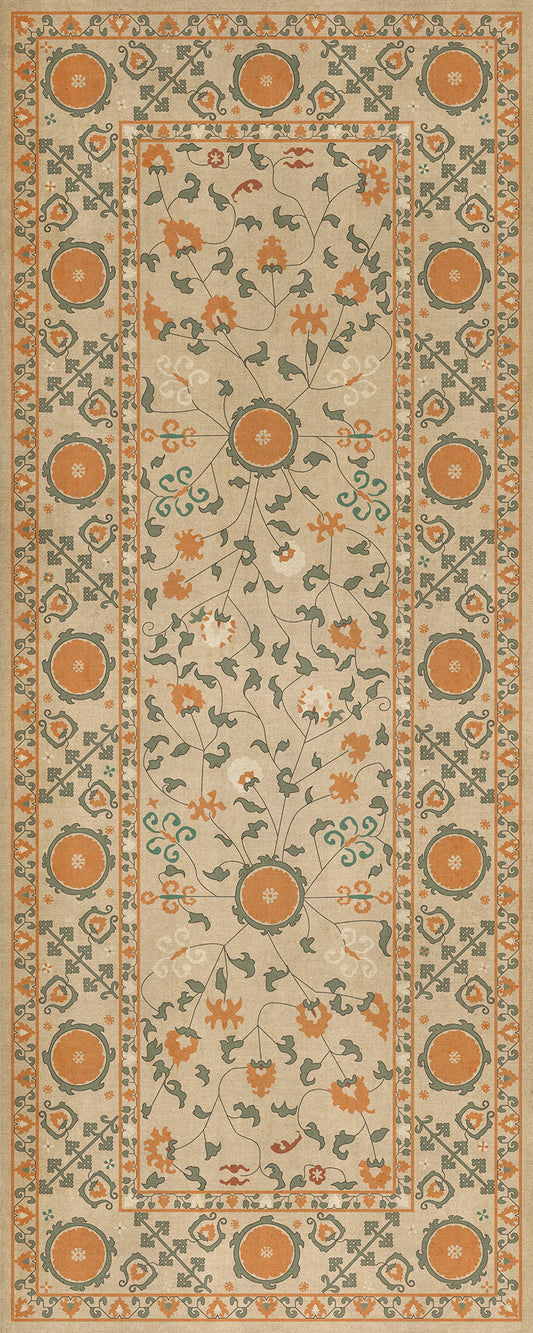 Persian Bazaar - Samarkand - Bahora 36x90 Vintage Vinyl Floorcloth
