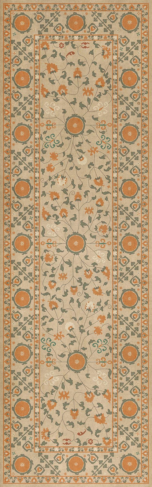 Persian Bazaar - Samarkand - Bahora 36x115 Vintage Vinyl Floorcloth