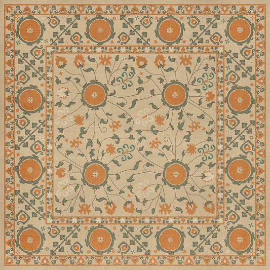 Persian Bazaar - Samarkand - Bahora 48x48 Vintage Vinyl Floorcloth