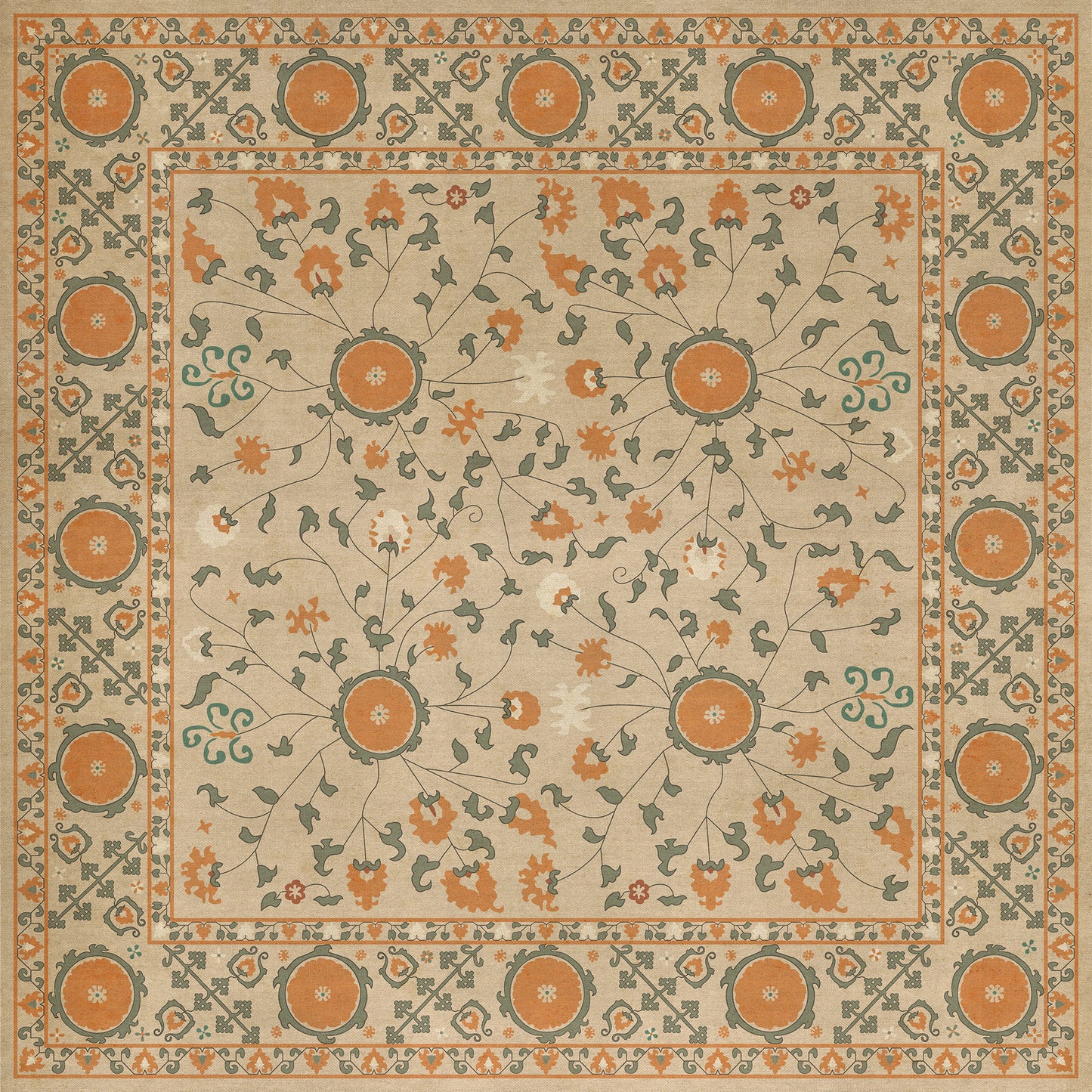 Persian Bazaar - Samarkand - Bahora 60x60 Vintage Vinyl Floorcloth