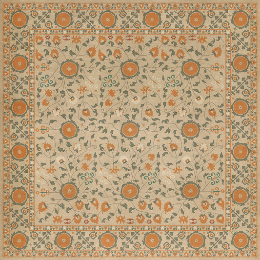 Persian Bazaar - Samarkand - Bahora 72x72 Vintage Vinyl Floorcloth