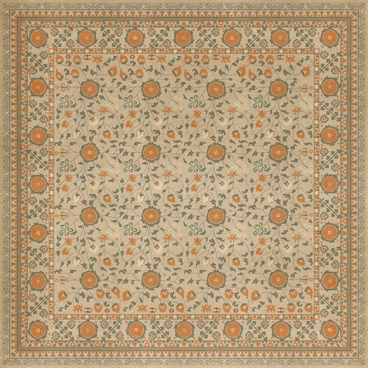 Persian Bazaar - Samarkand - Bahora 96x96 Vintage Vinyl Floorcloth